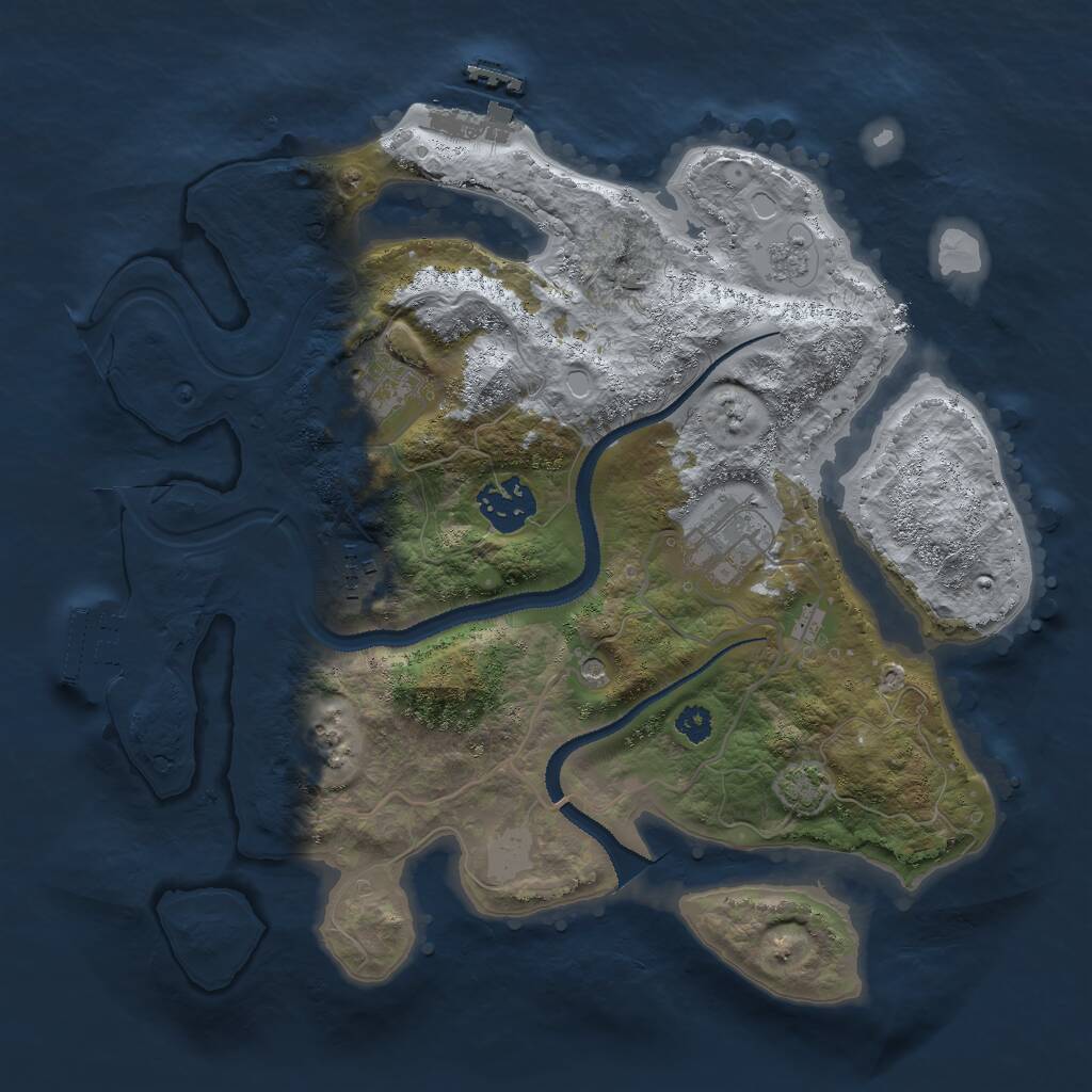 Rust Map: Procedural Map, Size: 3000, Seed: 371572, 10 Monuments