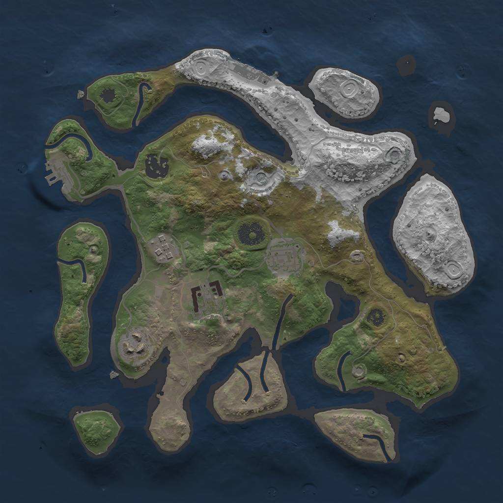 Rust Map: Procedural Map, Size: 3000, Seed: 371572, 16 Monuments