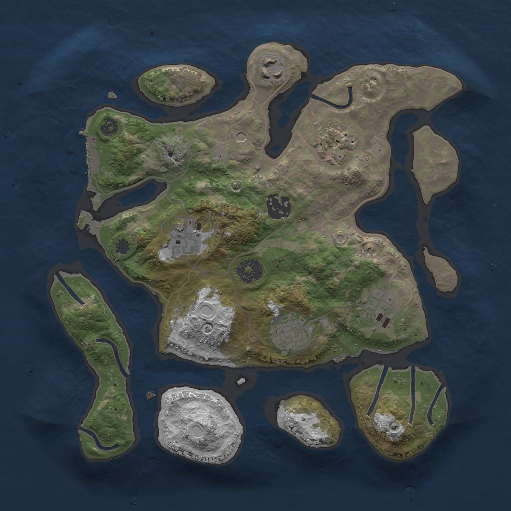 Rust Map: Procedural Map, Size: 3000, Seed: 417077, 16 Monuments