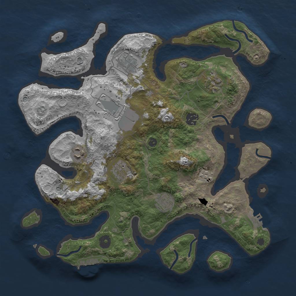 Rust Map: Procedural Map, Size: 3500, Seed: 394857, 19 Monuments
