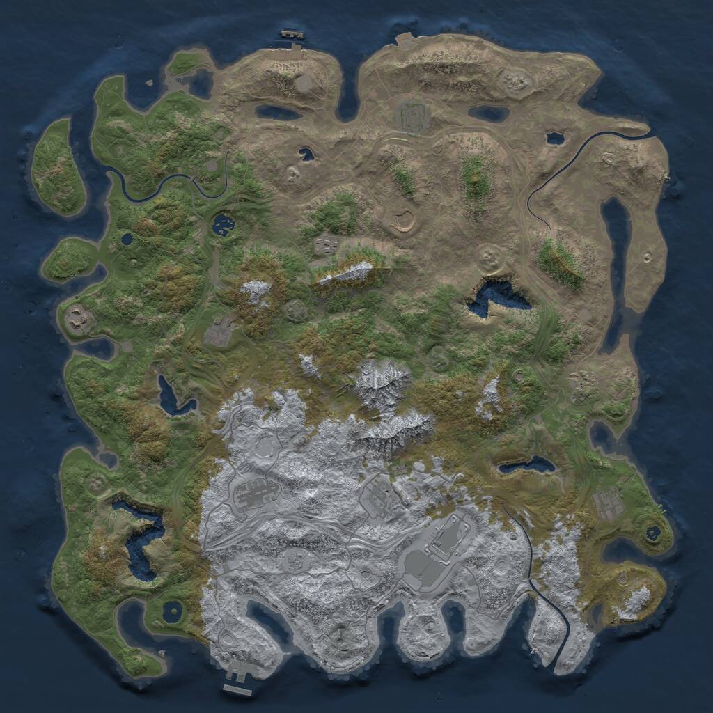 Rust Map: Procedural Map, Size: 5000, Seed: 666815, 17 Monuments