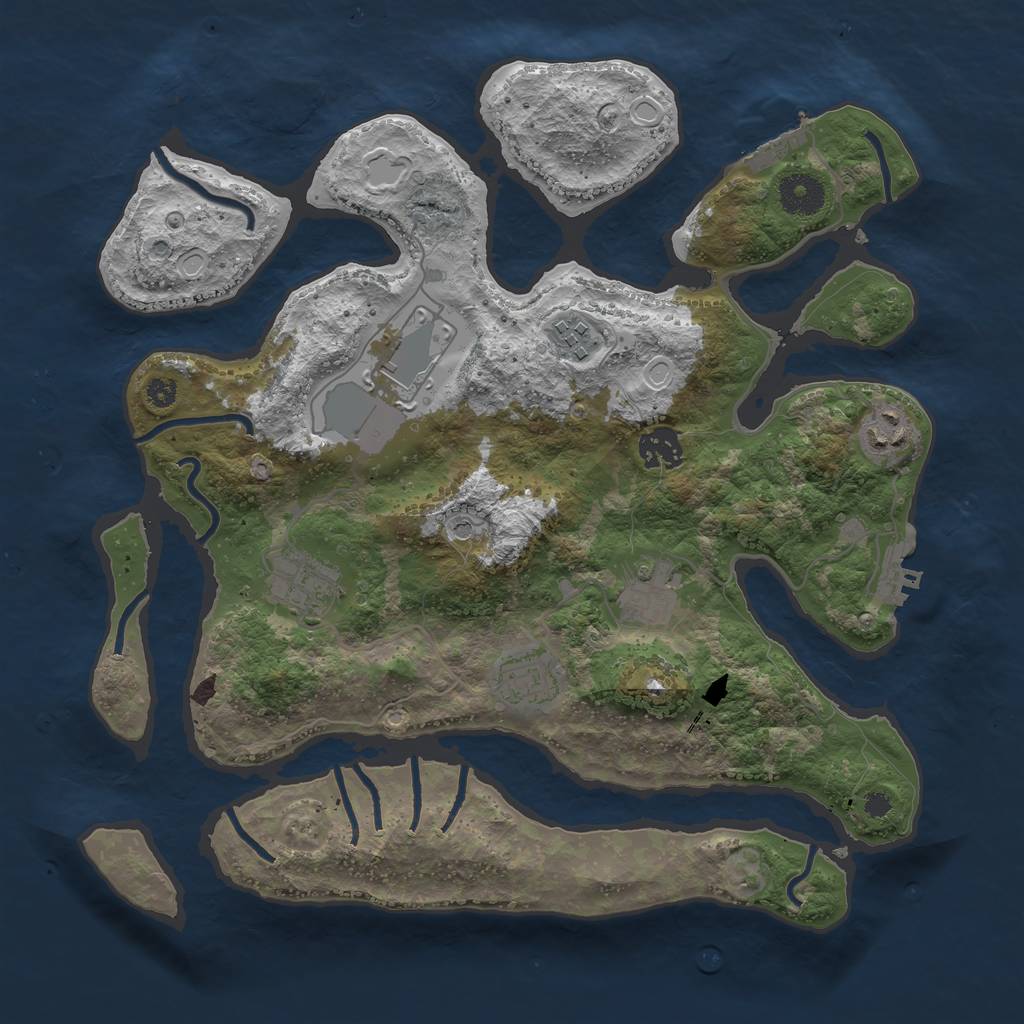 Rust Map: Procedural Map, Size: 3500, Seed: 1247874198, 18 Monuments