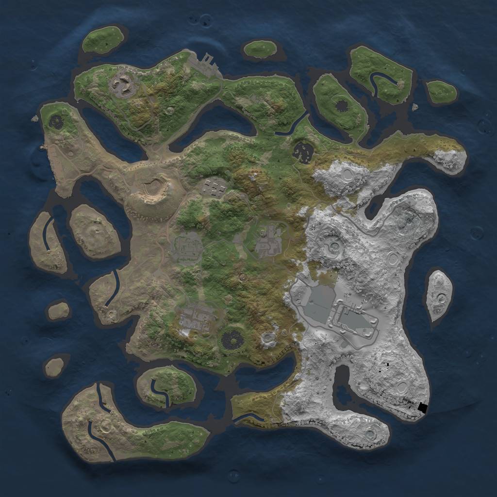 Rust Map: Procedural Map, Size: 3550, Seed: 3500, 19 Monuments