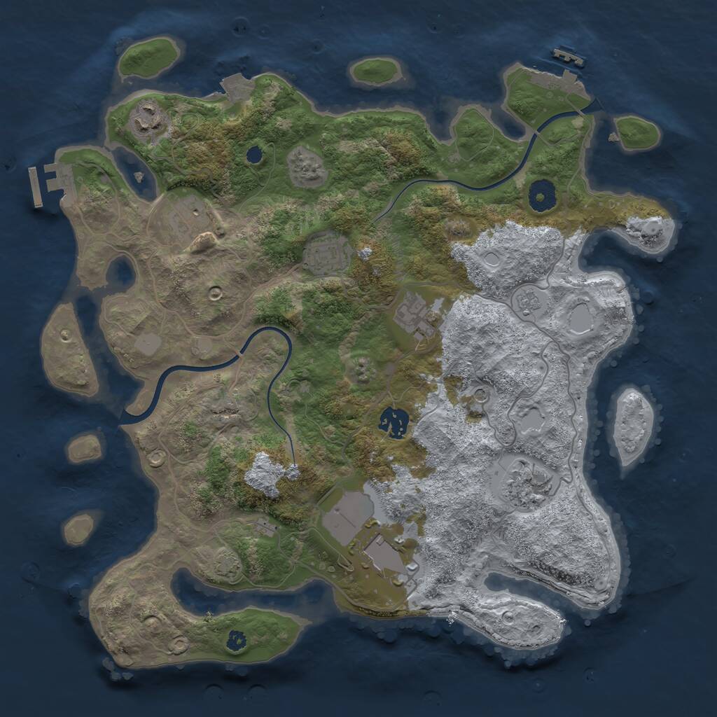 Rust Map: Procedural Map, Size: 3550, Seed: 3500, 13 Monuments