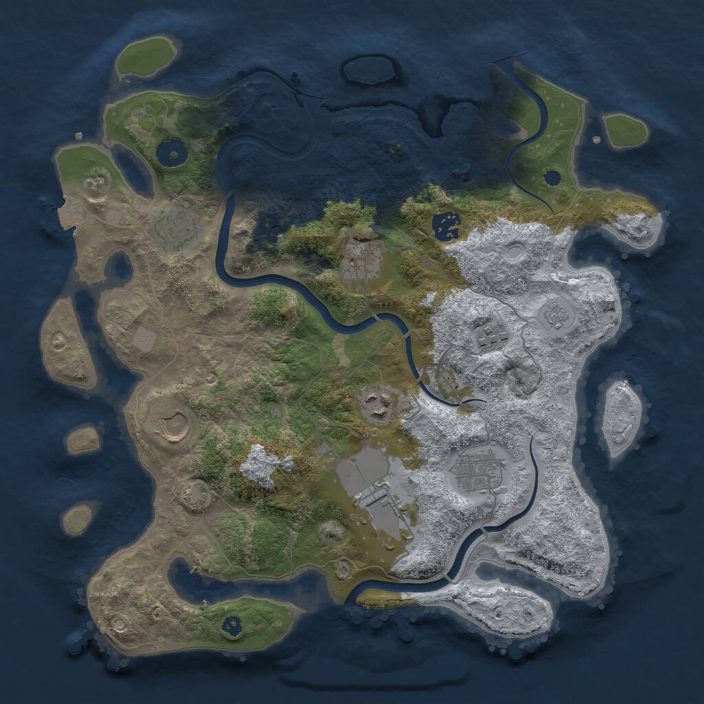 Rust Map: Procedural Map, Size: 3550, Seed: 3500, 12 Monuments