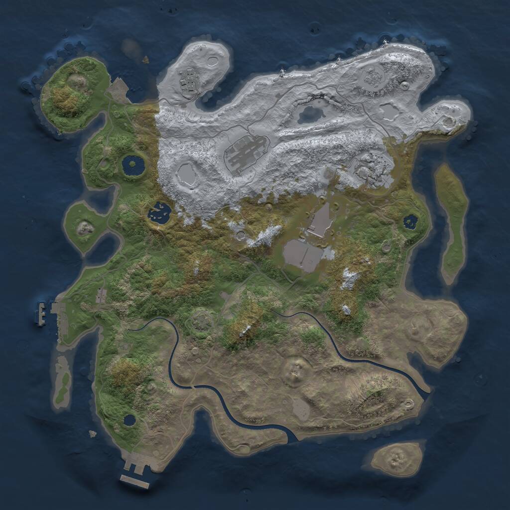 Rust Map: Procedural Map, Size: 3500, Seed: 962812505, 11 Monuments