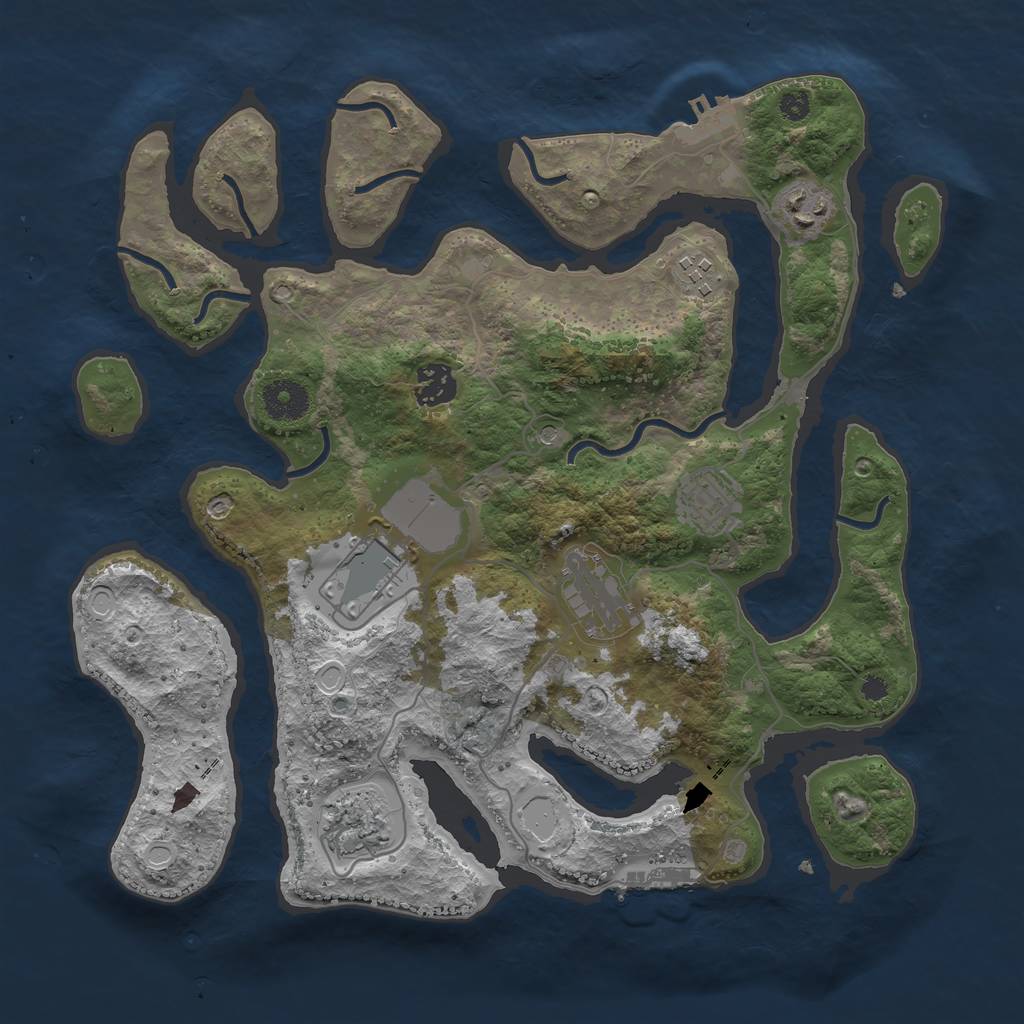 Rust Map: Procedural Map, Size: 3500, Seed: 59153407, 18 Monuments