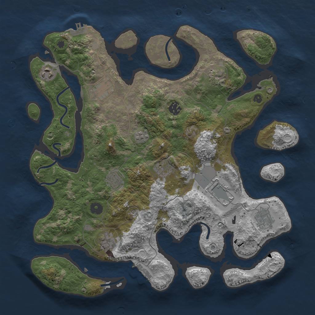 Rust Map: Procedural Map, Size: 3800, Seed: 75483232, 21 Monuments