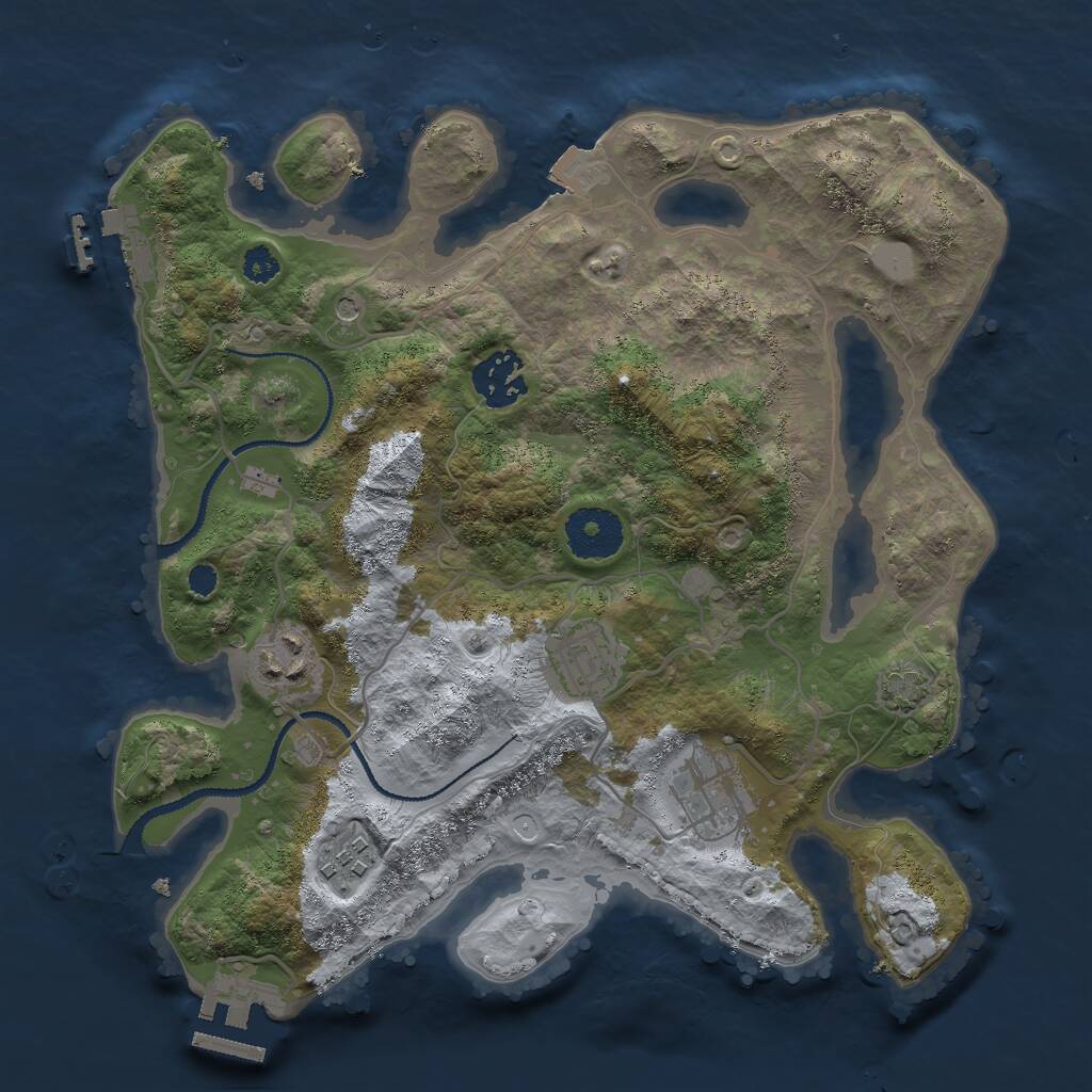 Rust Map: Procedural Map, Size: 3000, Seed: 430201, 10 Monuments