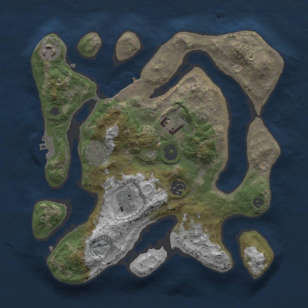 Rust Map: Procedural Map, Size: 3000, Seed: 430201, 16 Monuments