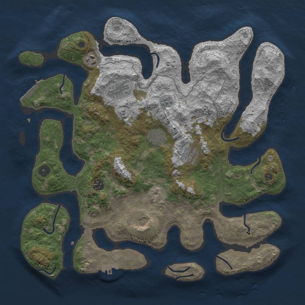 Rust Map: Procedural Map, Size: 4000, Seed: 2120081110, 18 Monuments