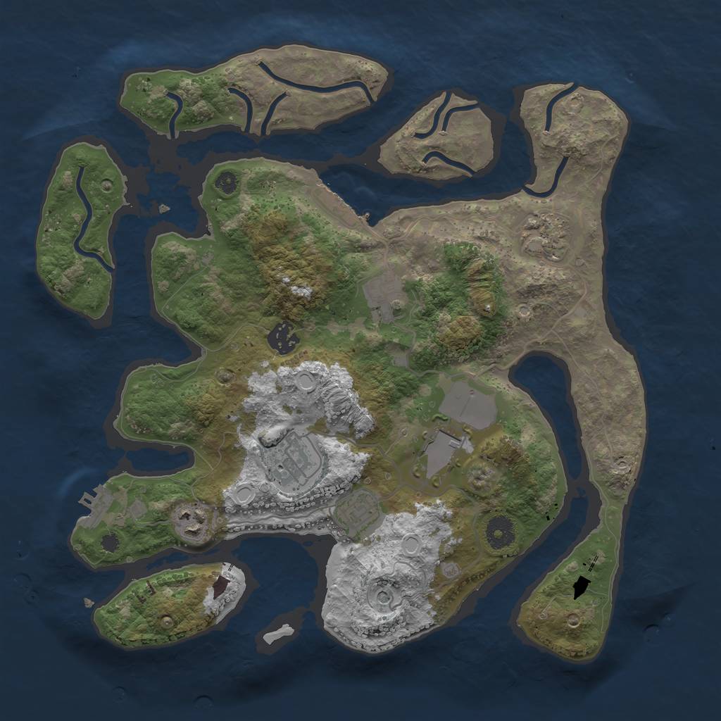 Rust Map: Procedural Map, Size: 3500, Seed: 485476, 18 Monuments