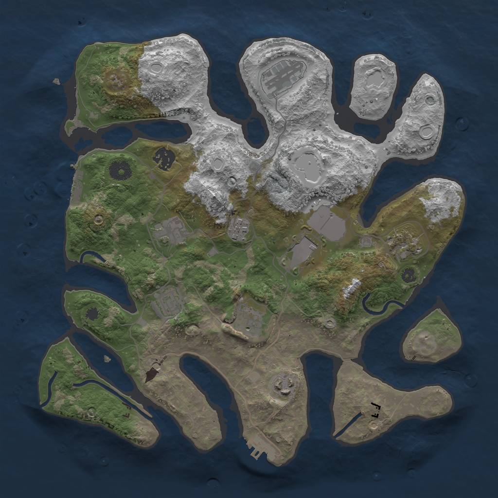 Rust Map: Procedural Map, Size: 3500, Seed: 667710095, 20 Monuments