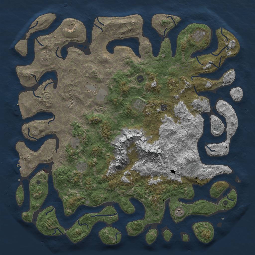 Rust Map: Procedural Map, Size: 5500, Seed: 919349032, 22 Monuments