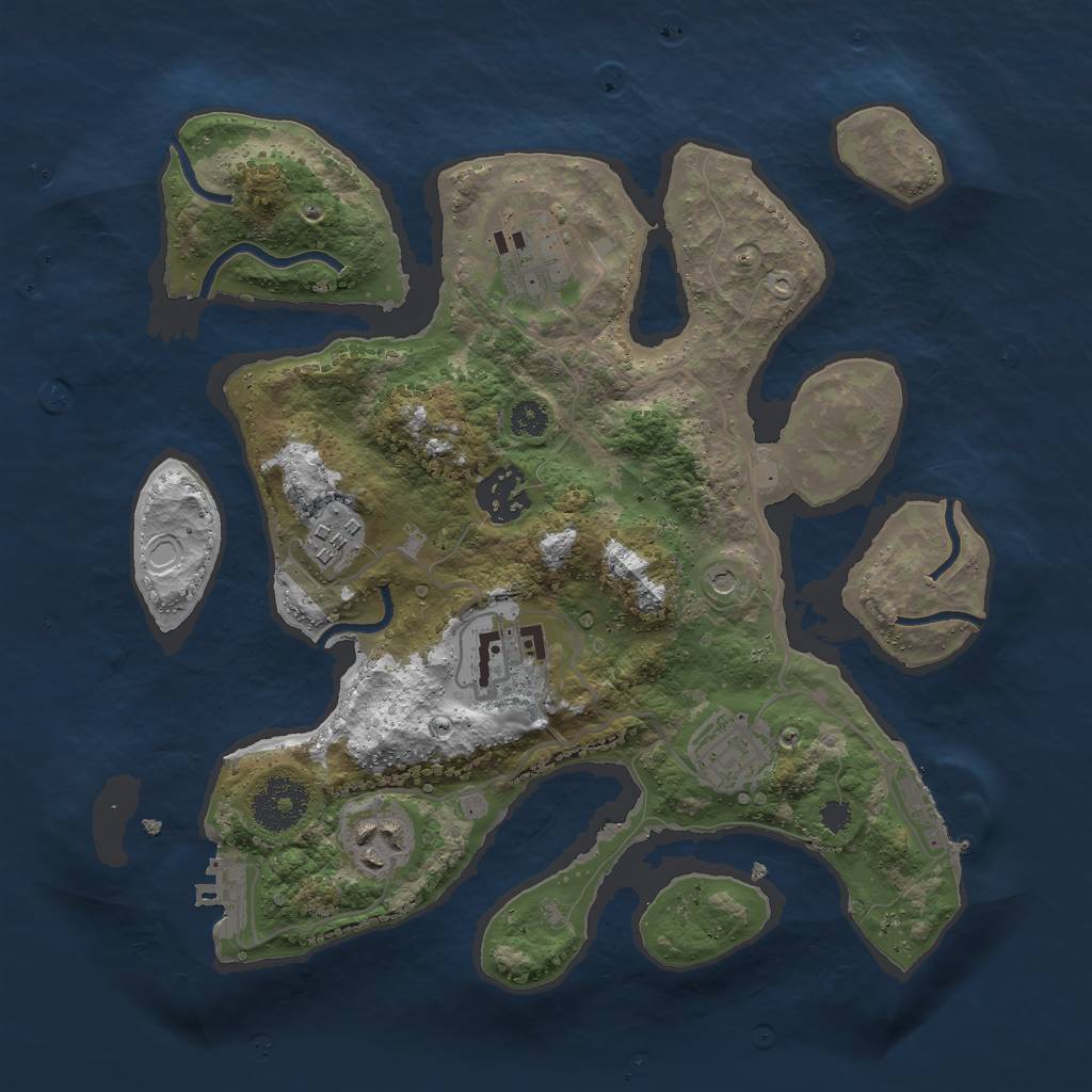 Rust Map: Procedural Map, Size: 3000, Seed: 1854598477, 17 Monuments