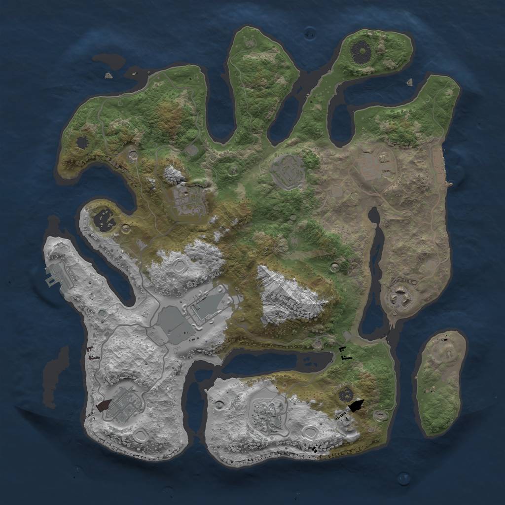 Rust Map: Procedural Map, Size: 3500, Seed: 549342307, 19 Monuments