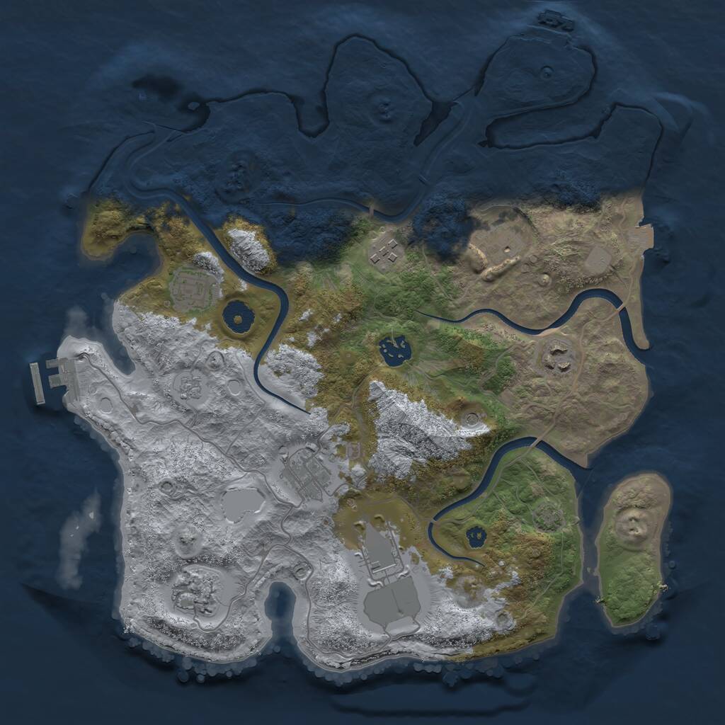 Rust Map: Procedural Map, Size: 3500, Seed: 549342307, 14 Monuments