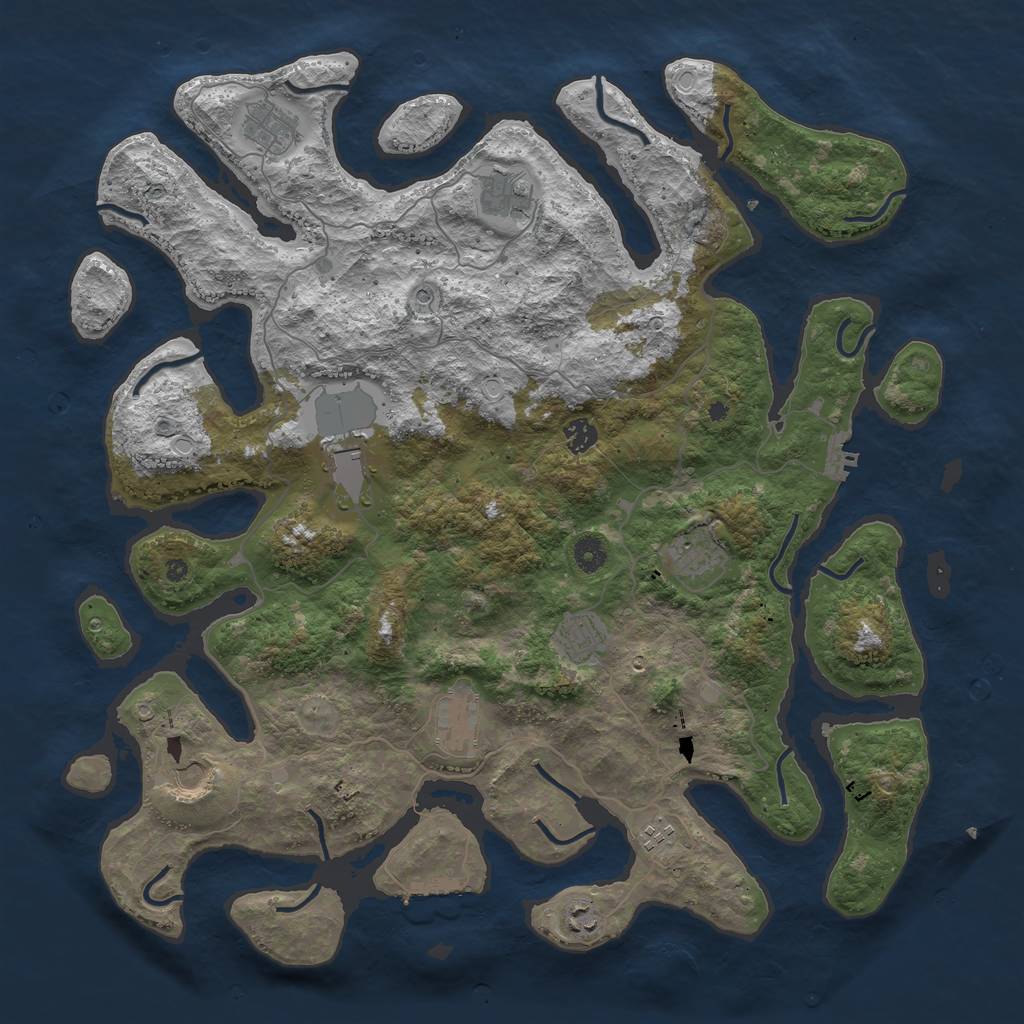 Rust Map: Procedural Map, Size: 4500, Seed: 1150972234, 21 Monuments