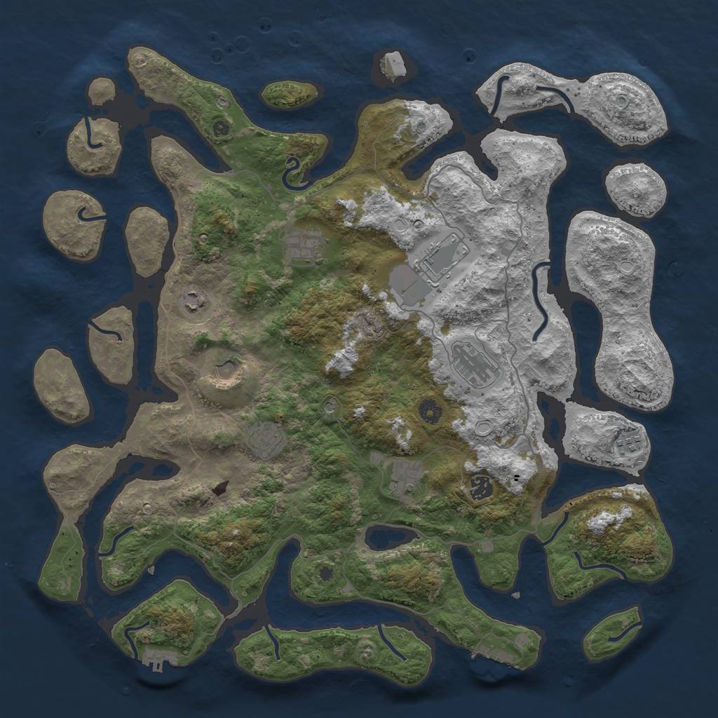 Rust Map: Procedural Map, Size: 4500, Seed: 60608, 20 Monuments