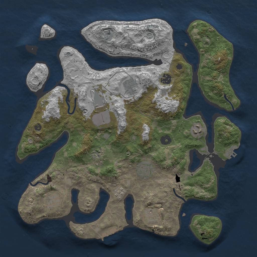 Rust Map: Procedural Map, Size: 3700, Seed: 1492332341, 20 Monuments