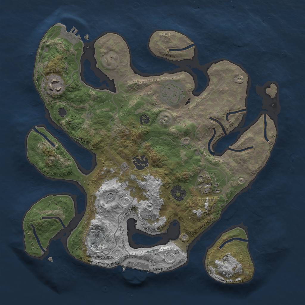 Rust Map: Procedural Map, Size: 3000, Seed: 51351434, 15 Monuments