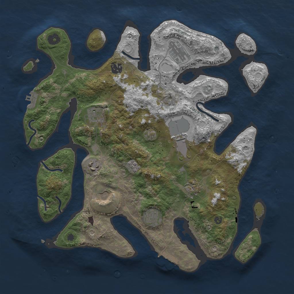 Rust Map: Procedural Map, Size: 3750, Seed: 563176193, 20 Monuments