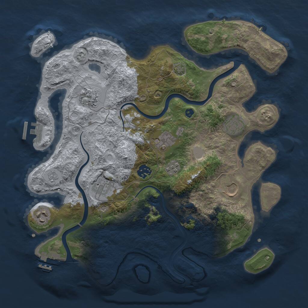 Rust Map: Procedural Map, Size: 3500, Seed: 449716, 14 Monuments
