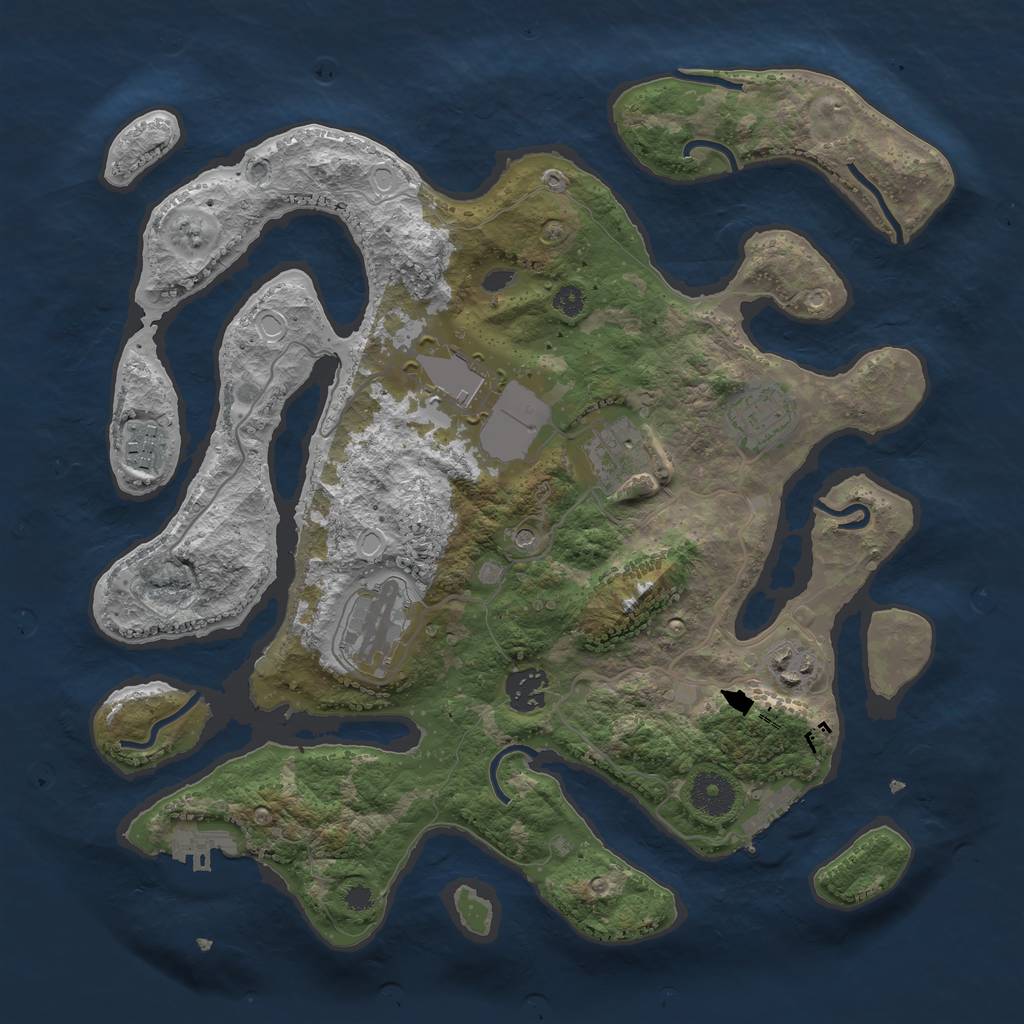 Rust Map: Procedural Map, Size: 3500, Seed: 449716, 18 Monuments