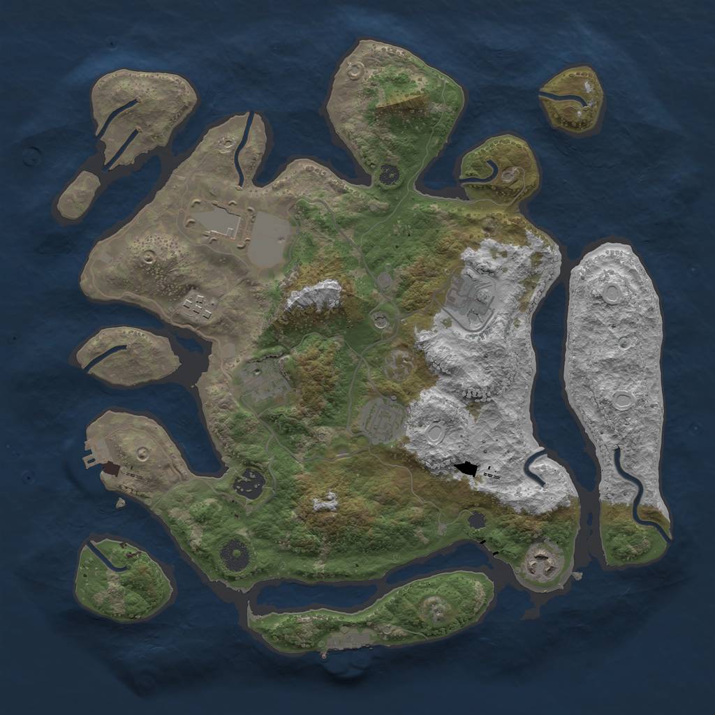 Rust Map: Procedural Map, Size: 3600, Seed: 9876513, 18 Monuments