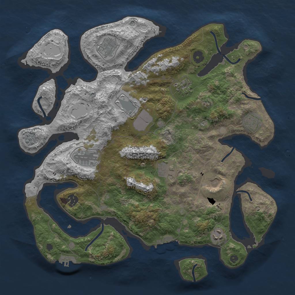 Rust Map: Procedural Map, Size: 3800, Seed: 1923768269, 21 Monuments
