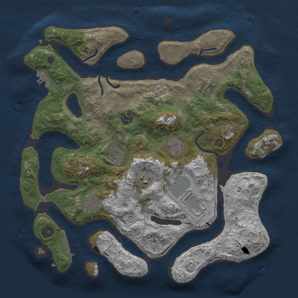 Rust Map: Procedural Map, Size: 3700, Seed: 1499790343, 19 Monuments