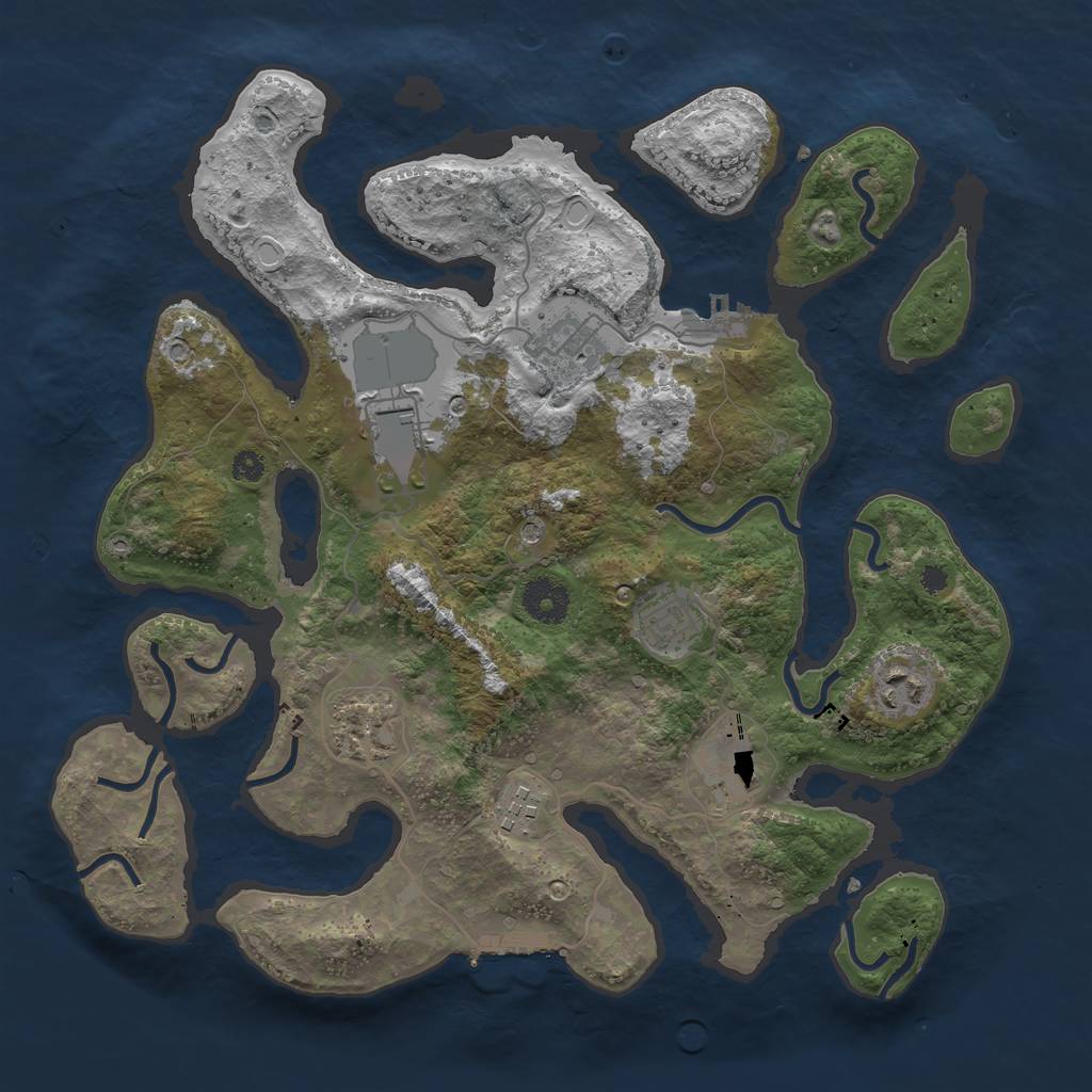 Rust Map: Procedural Map, Size: 3500, Seed: 1445081166, 18 Monuments