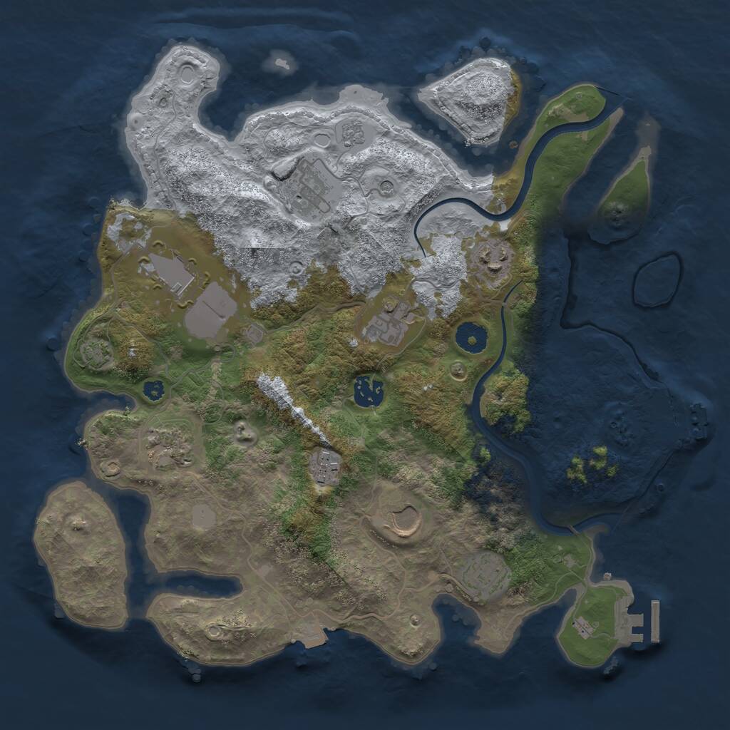 Rust Map: Procedural Map, Size: 3500, Seed: 1445081166, 15 Monuments