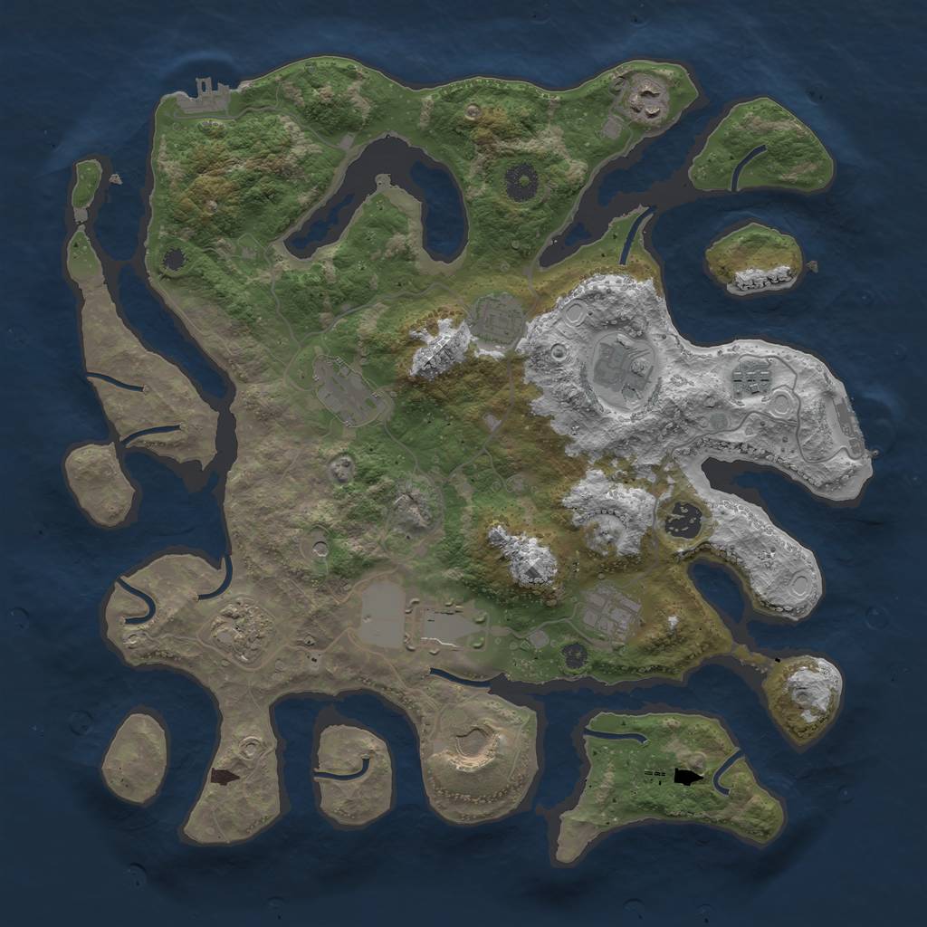 Rust Map: Procedural Map, Size: 3800, Seed: 2080804067, 21 Monuments