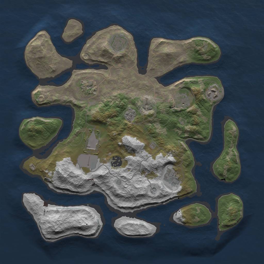 Rust Map: Barren, Size: 3500, Seed: 4895003, 11 Monuments