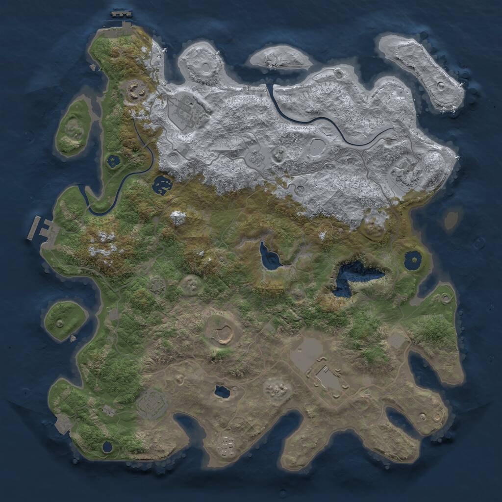 Rust Map: Procedural Map, Size: 4000, Seed: 7888, 14 Monuments