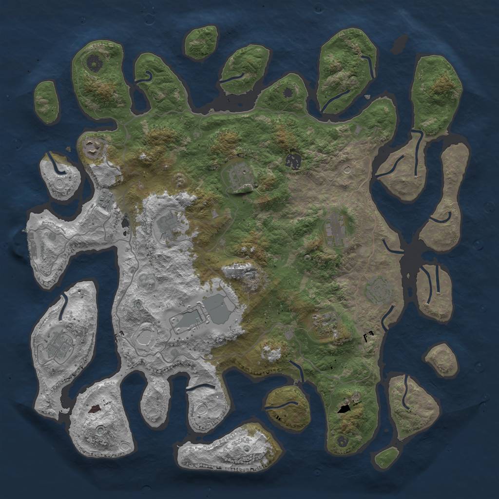 Rust Map: Procedural Map, Size: 4500, Seed: 6849926, 20 Monuments