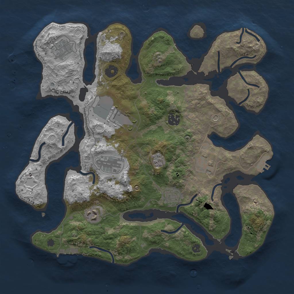 Rust Map: Procedural Map, Size: 3500, Seed: 206082146, 19 Monuments