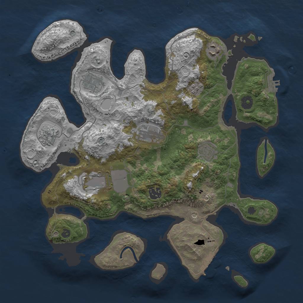 Rust Map: Procedural Map, Size: 3500, Seed: 9282810, 19 Monuments