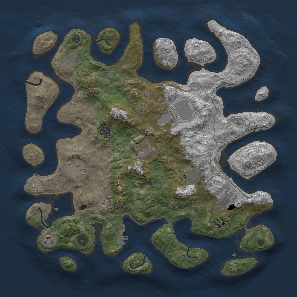 Rust Map: Procedural Map, Size: 4000, Seed: 708, 19 Monuments