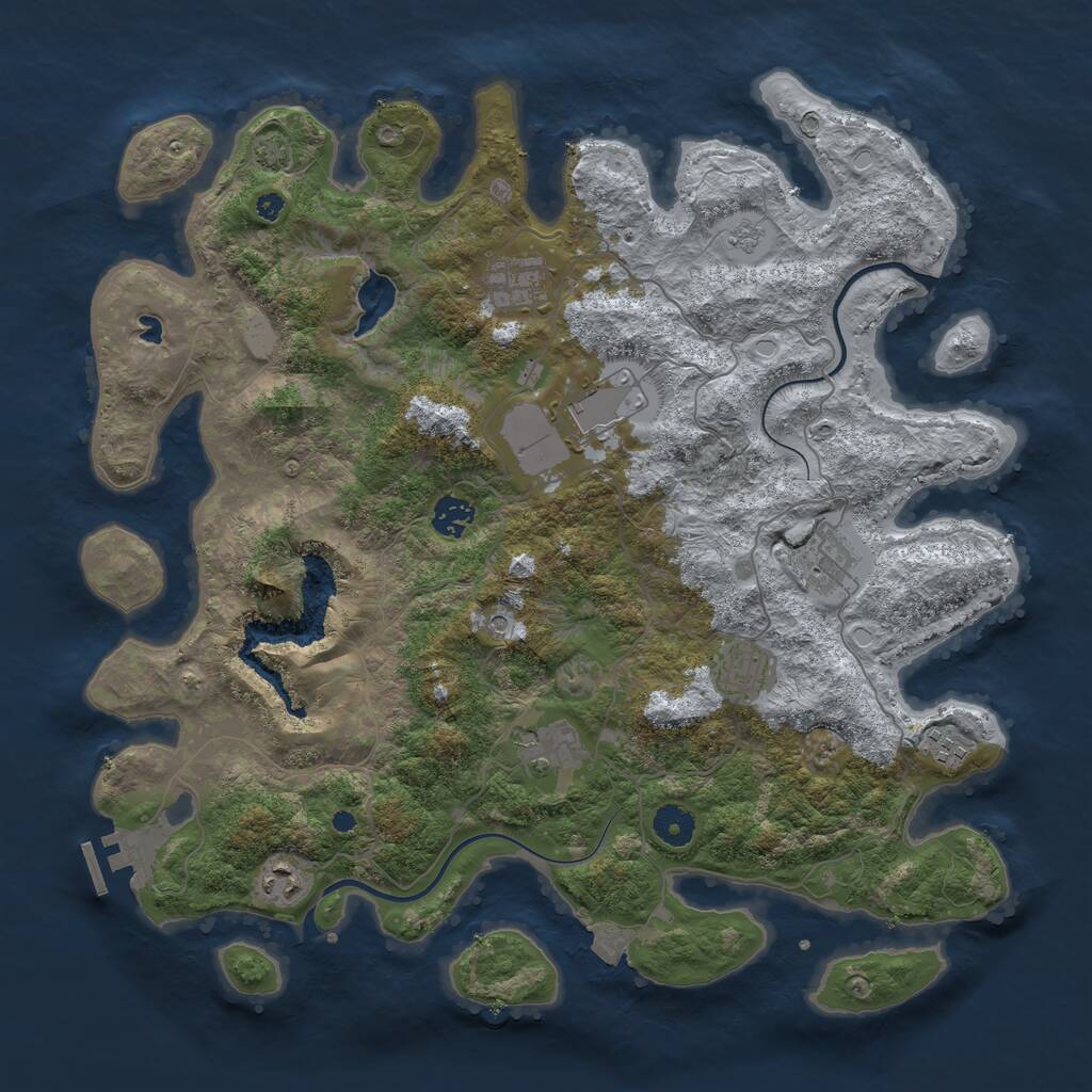 Rust Map: Procedural Map, Size: 4000, Seed: 708, 13 Monuments