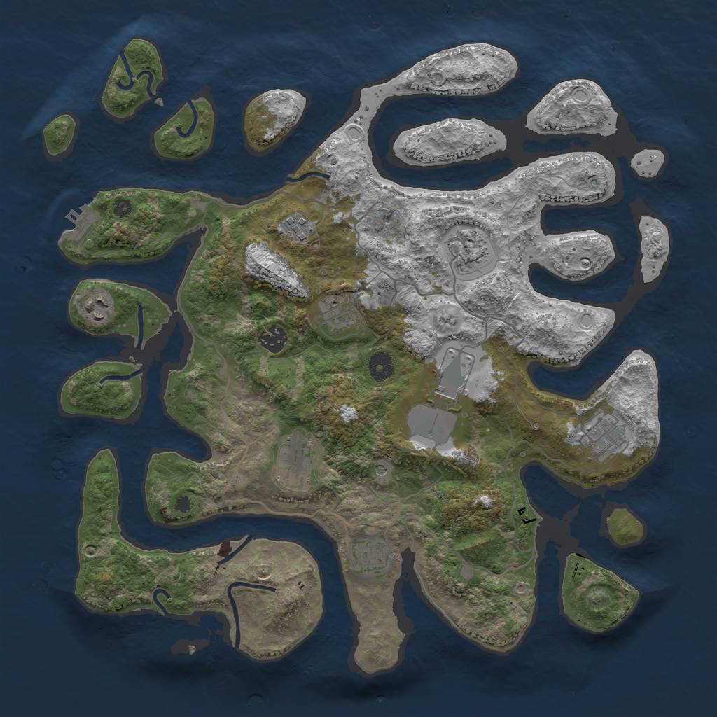 Rust Map: Procedural Map, Size: 4000, Seed: 1243298897, 19 Monuments