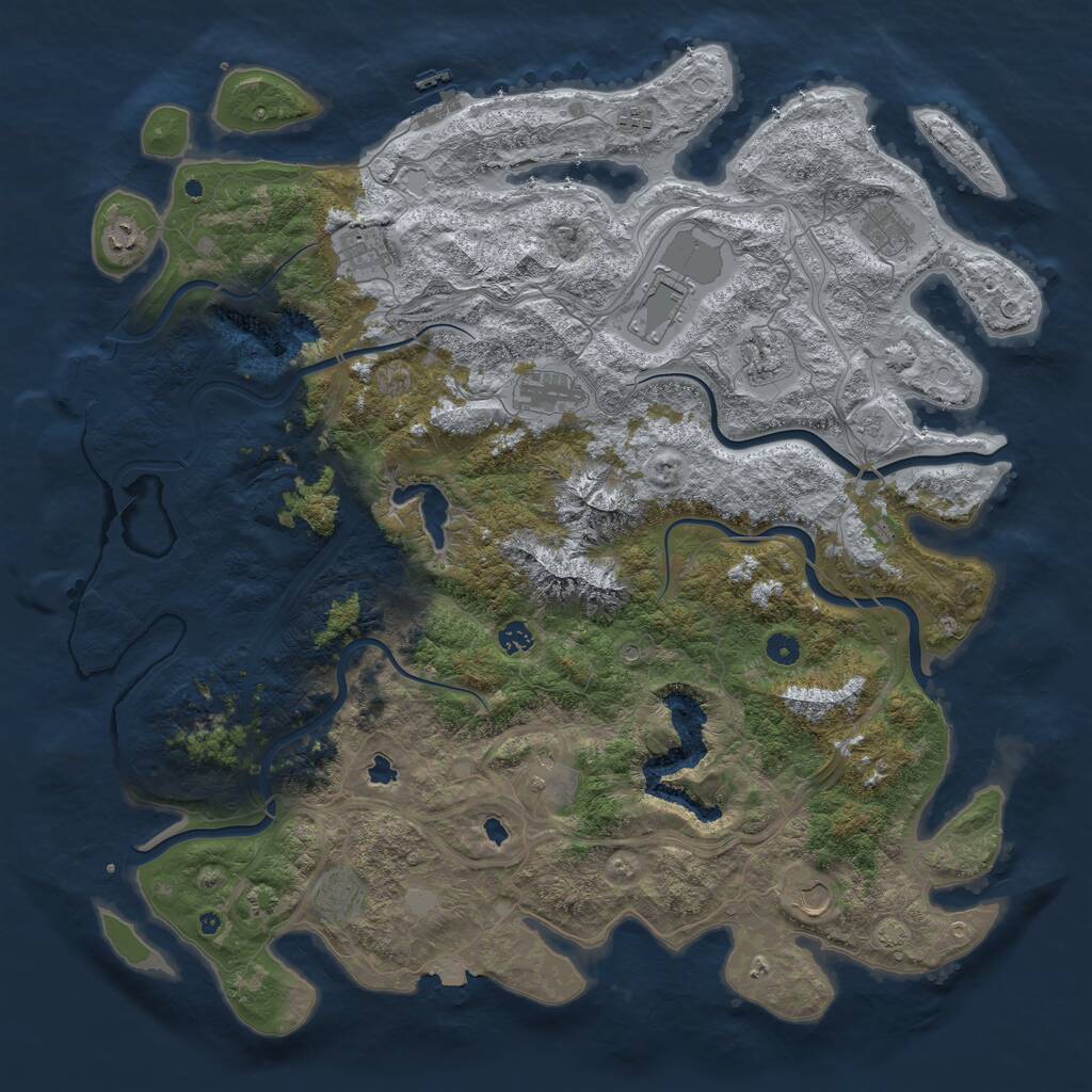 Rust Map: Procedural Map, Size: 5000, Seed: 110507, 17 Monuments