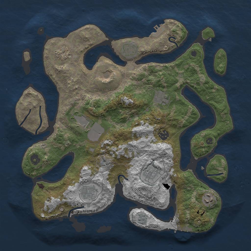 Rust Map: Procedural Map, Size: 3700, Seed: 3095872, 21 Monuments