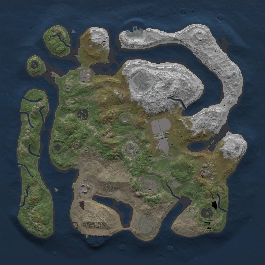 Rust Map: Procedural Map, Size: 3500, Seed: 1349657147, 19 Monuments