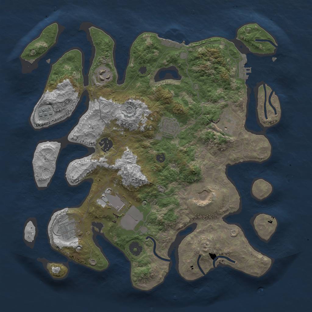 Rust Map: Procedural Map, Size: 3500, Seed: 96680414, 19 Monuments