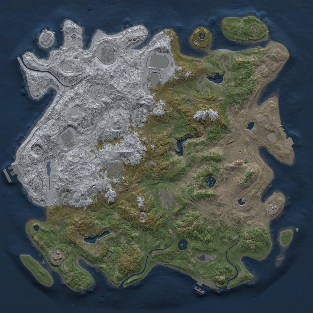 Rust Map: Procedural Map, Size: 4500, Seed: 454892447, 16 Monuments