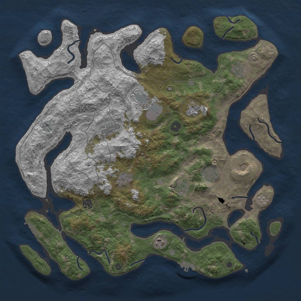 Rust Map: Procedural Map, Size: 4500, Seed: 454892447, 22 Monuments