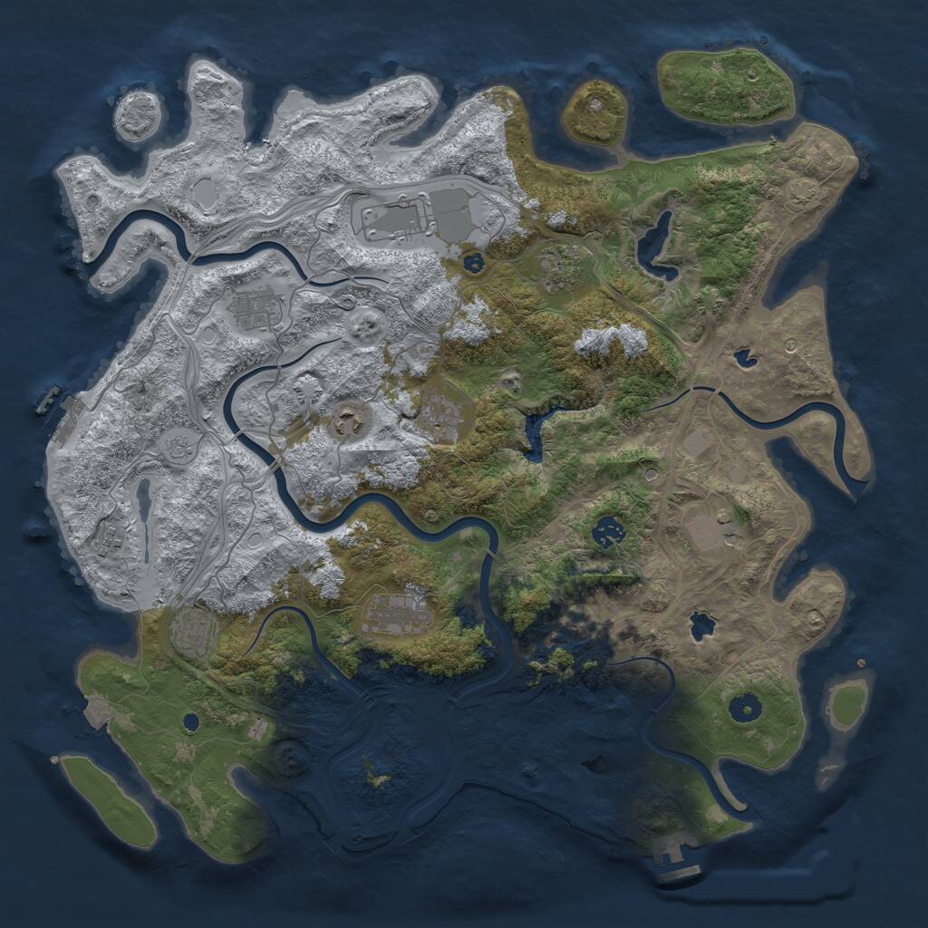 Rust Map: Procedural Map, Size: 4500, Seed: 454892447, 16 Monuments