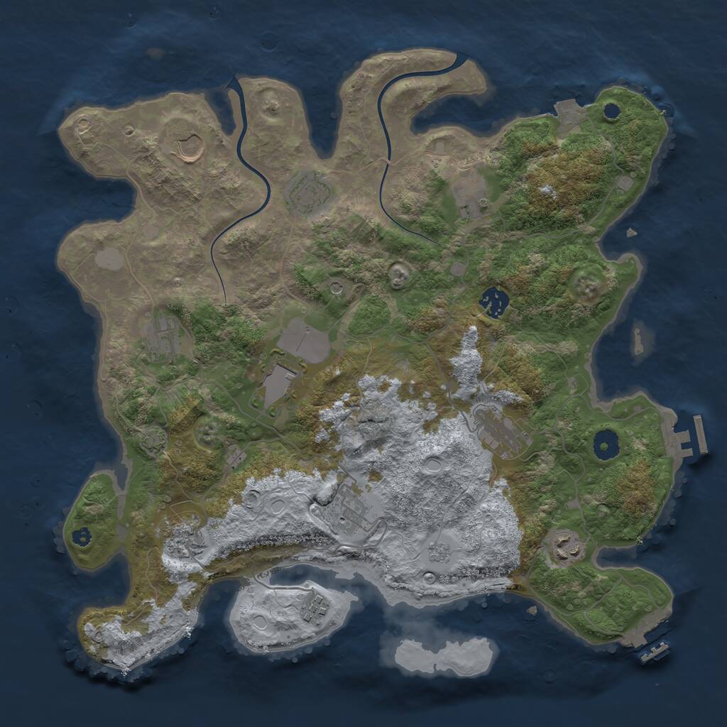 Rust Map: Procedural Map, Size: 3800, Seed: 6735, 17 Monuments
